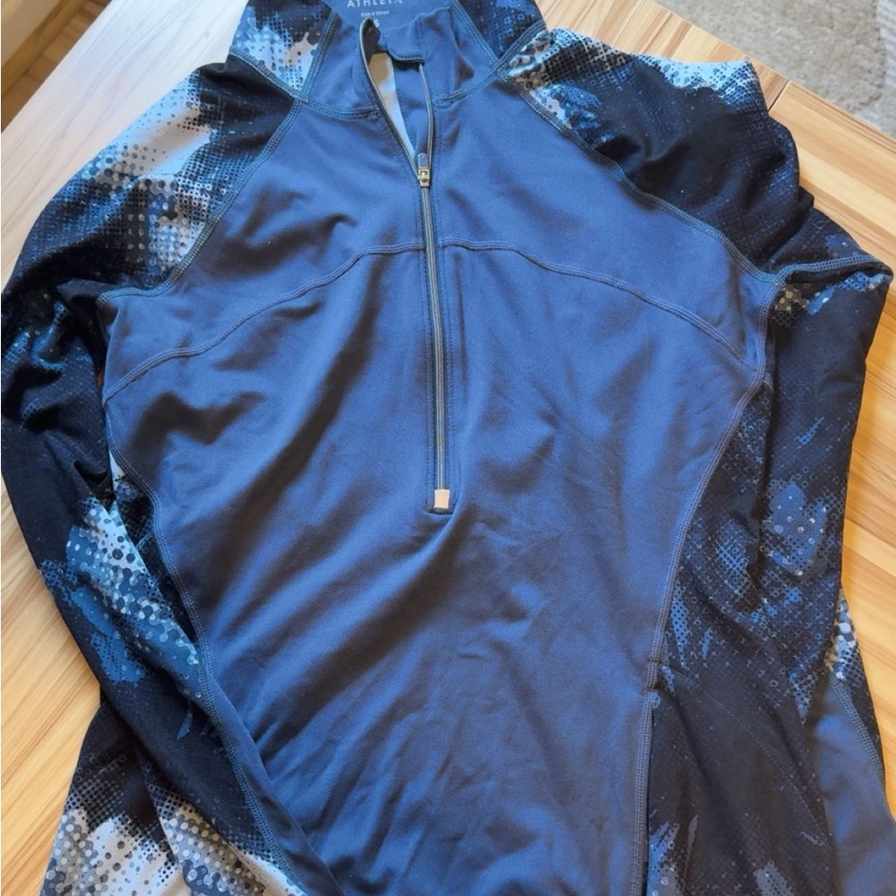 Athleta Blue and Black Half-Zip Hoodie